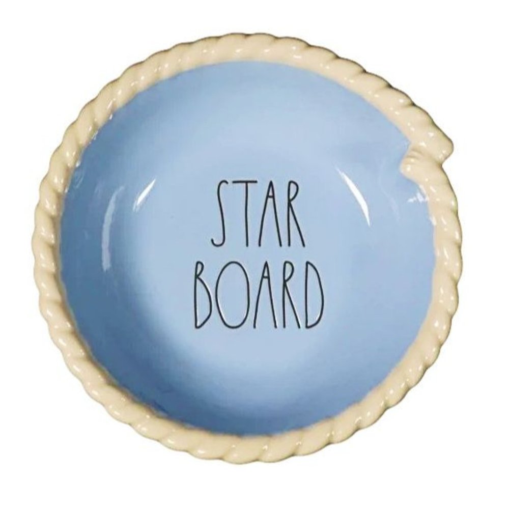 Rae Dunn STAR BOARD Light Blue Nautical Bowl with White Rope edge